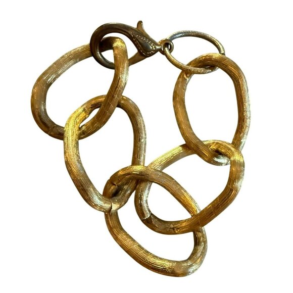 Vintage Classic Gold-Tone Textured Chain Link Bracelet Womens Jewelry - Picture 1 of 3